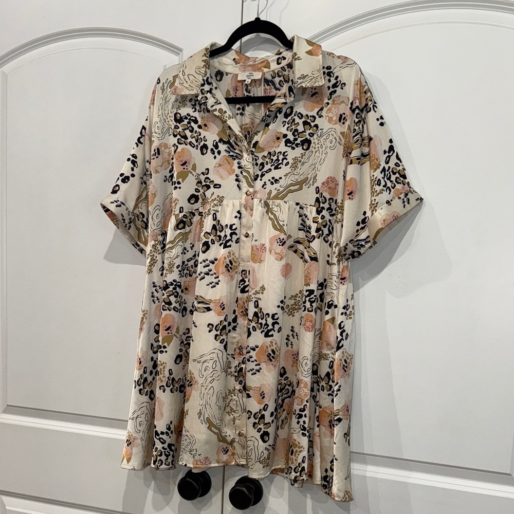 Entro Multicolor Patterned Button-Up Dress - image 1